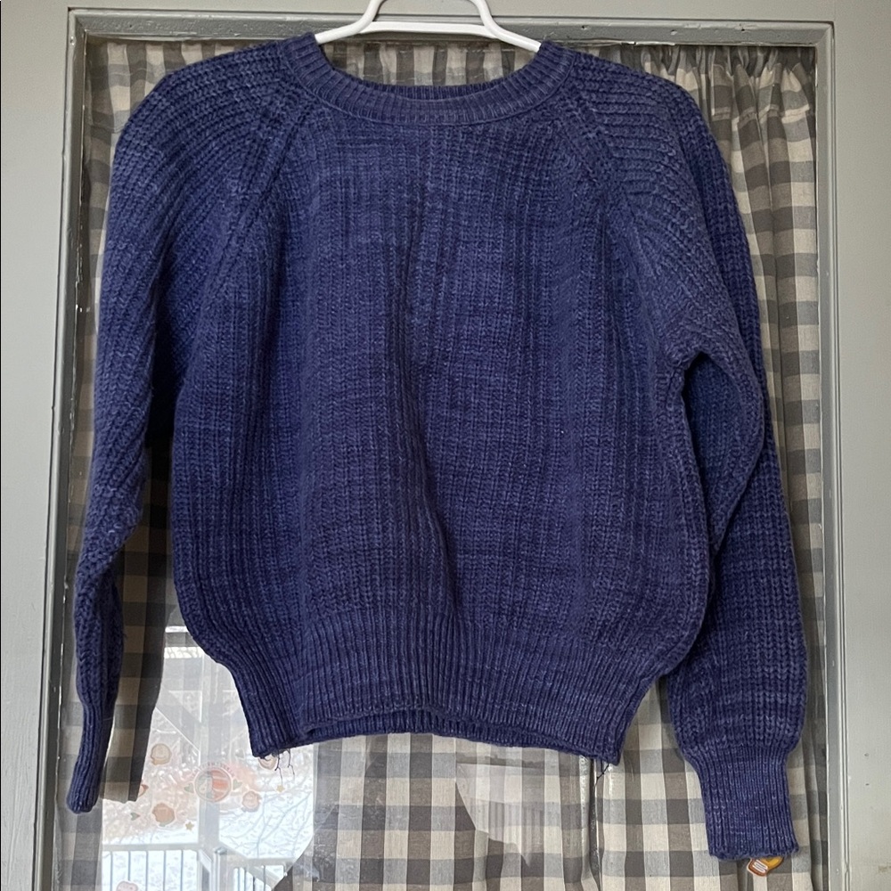 Vtg 70s LL Bean Womens Blank Faded Chunky Ribbed Knit Crewneck Made in USA